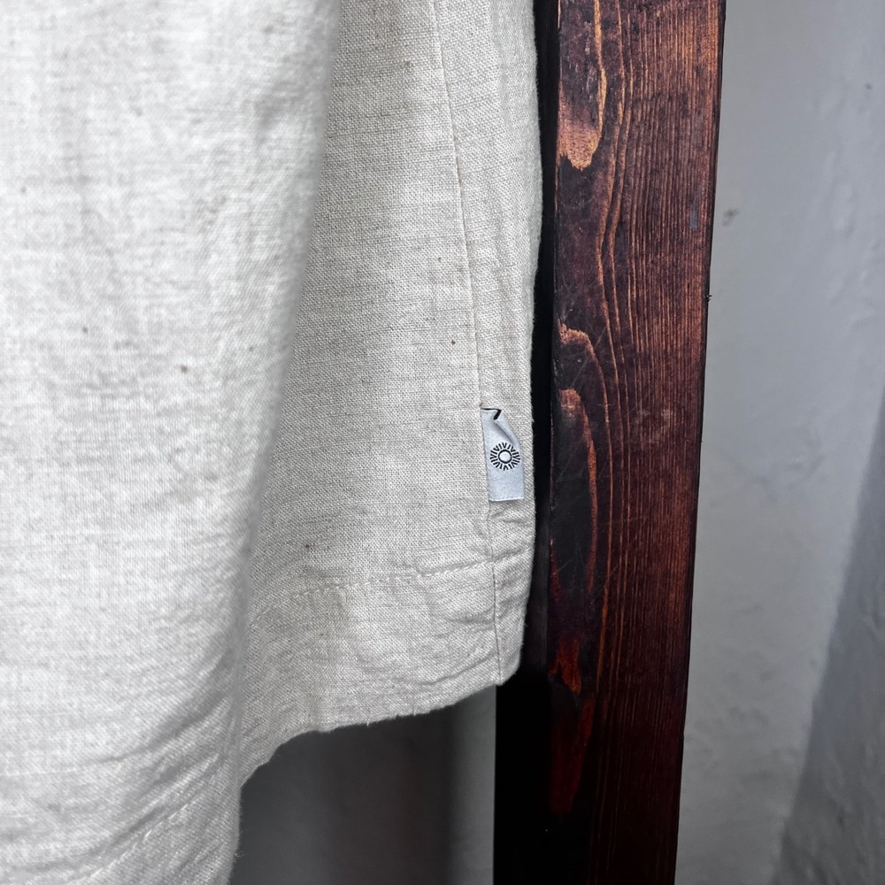 Rhythm Classics Linen Blend Shirt Dress Oatmeal Short Sleeve M Coastal Beach - Picture 4 of 10